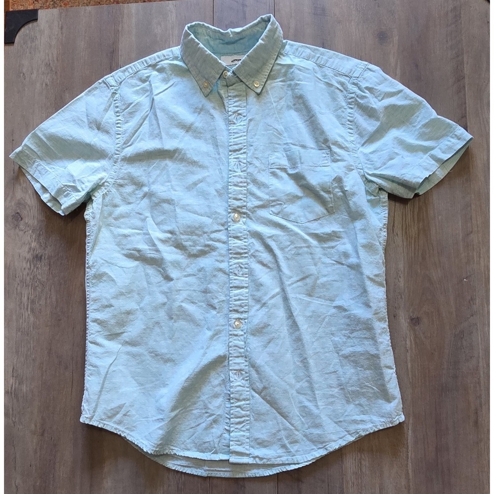 Sonoma Modern Fit Pale Mint Green Button Up Short Sleeve Shirt Men M
